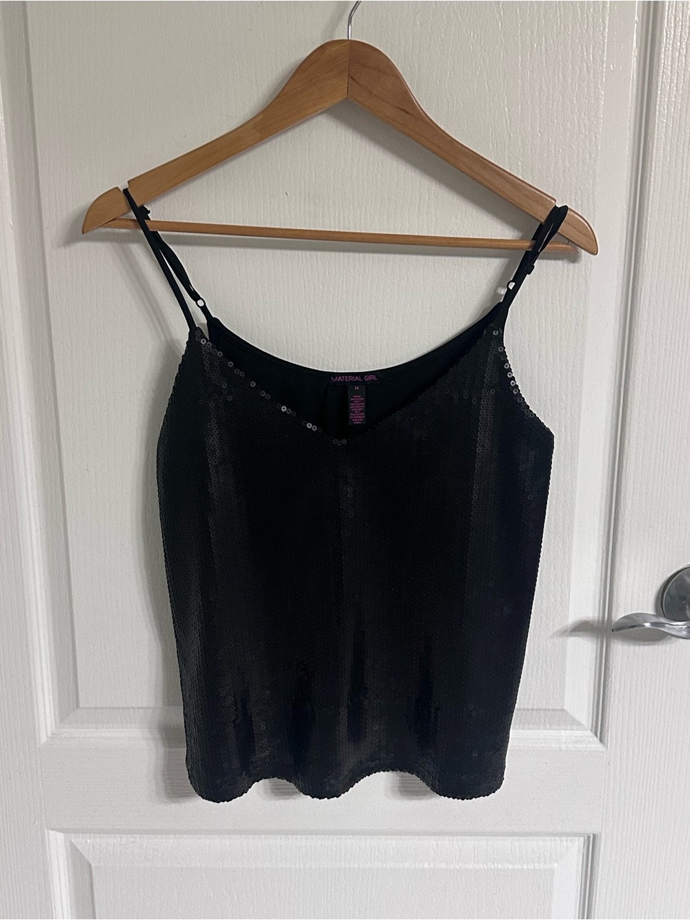Material Girl Black Sequin Tank Top